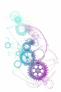 line drawing forming gears connecting to roadmap pathway