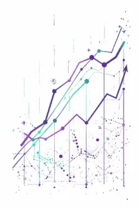 line drawing forming upward growth chart and success metrics